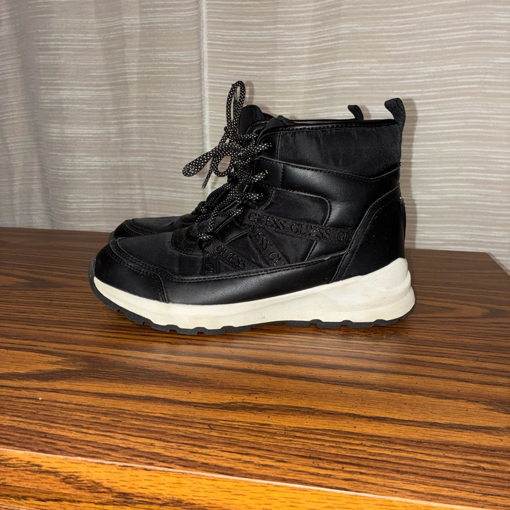 GUESS Black High Top Sneaker Boots - Puffer Panel Logo Print [Insert Size]